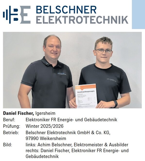 Ausbildung Urkunde Daniel Fischer